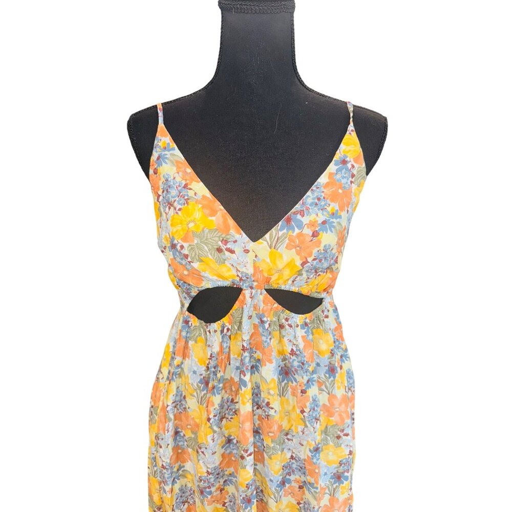Abercrombie & Fitch Cottage Core Romantic Floral Cutout Maxi Sun Dress M Resort - Picture 3 of 11